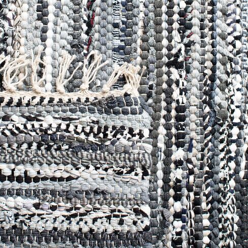 SAFAVIEH Rag Rug Collection Accent Rug - 2' x 3', Grey, Handmade Boho Stripe Cotton, Ideal for High Traffic Areas in Entryway, Living Room, Bedroom (RAR128A) in Saudi Arabia