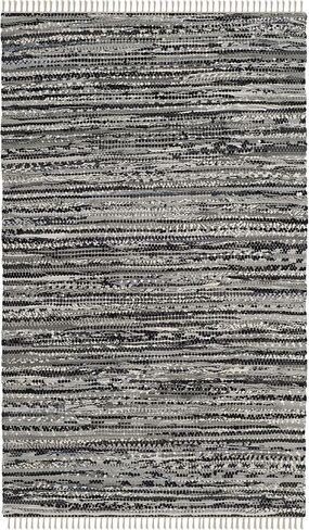 SAFAVIEH Rag Rug Collection Accent Rug - 2' x 3', Grey, Handmade Boho Stripe Cotton, Ideal for High Traffic Areas in Entryway, Living Room, Bedroom (RAR128A) in Saudi Arabia