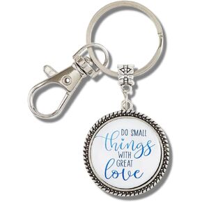Needzo Do Small Things with Great Love Keychain with Clip Attachment, Religious Accessories for Christian Women, Inspirational Small Faith Gifts, 2.75 Inches