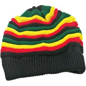 Colored Striped Long Style Hip-hop Hairy Knitted Hat-The Jamaican Reggae Hat