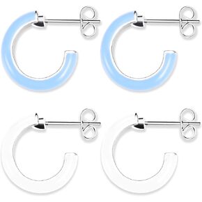 Sogee Small Hoop Earrings for Women Girls Colored Enamel Hoops Set Simple Style for Any Occasions