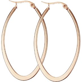 Nanafast Titanium Stainless Steel Oval-shaped Hoop Earrings for Women