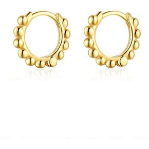 Ball Beaded Huggie Hoop Earrings Upper Ear Cartilage Helix 925 Sterling Silver Gold Small Tiny Mini 12mm 10mm 9mm 8mm 7mm 6mm Hoop Earrings