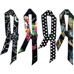 4 Pack Purse Scarf for Bags Silk Head Scarf for Hair Handbag Women Scarfs Band Hair Neck Scarves Fashion Gifts,19