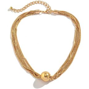 Multilayer Chain Choker Necklace For Women Girls Gold Chunky Necklace Hip Hop Necklace Exaggerated Ball Beads Necklace Statement Necklace Prom Jewelry