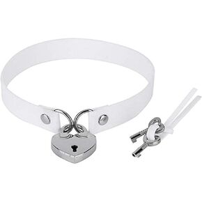 Dainty Punk Velvet Leather Choker with Silver Heart Lock Key Charms Choker Necklace Gothic Rock Adjustable Collar Simulated Leather PU Choker for Women Girl Cosplay Jewelry in Saudi Arabia