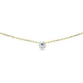 Sterling Silver 6mm Round Basic Cubic Zirconia Solitaire Short CZ Choker Necklace for Women Girls Friendship