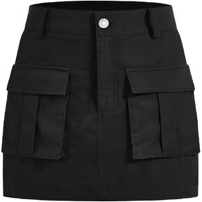 WDIRARA Women's High Waisted Button Bodycon Mini Cargo Skirt with Pockets