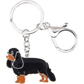 WEVENI Enamel Alloy Cavalier King Charles Spaniel Dog Keychain Accessories For Women Girls Car Purse Charms