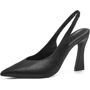 gihubafuil Women’s Fashion Pumps Closed Pointed Toe High Kitten Heels Casual Slingback Slip-on Dress Shoes