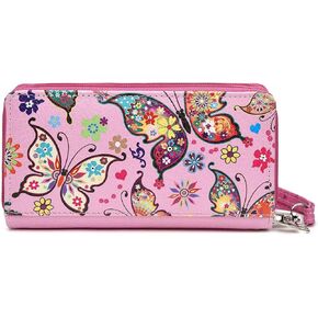 Western Style Women's Zip-Around Double Zipper Wallet with Detachable Wristlet Strap Card Wallet Clutch Continental Wallet (#11 Purple)