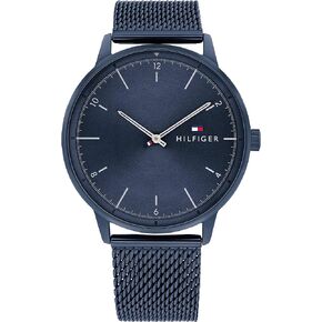 Tommy Hilfiger Men's Quartz Stainless Steel and Mesh Bracelet Casual Watch, Color: Blue (Model: 1791841)