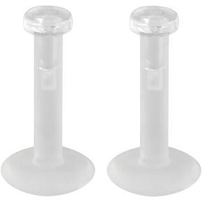 Pierced Owl - Pair (2) Clear Push Top Biopierce 14-16GA Lip Labret Monroe Cartilage Helix Ear Lobe Retainers