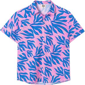 SURF CUZ Mens Casual Hawaiian Shirt Short Sleeve Stretch Button Down Quick Dry Beach Aloha Shirts