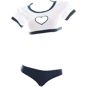 Jilneed Women Kawaii Lingerie Costume Sexy Gym Suit Anime Bunny Cosplay Crop Tops and Panty 2 Piece Pajamas Set