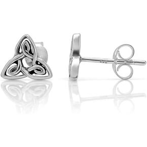 925 Oxidized Sterling Silver Triangle Celtic Knot 10 mm Post Stud Earrings