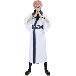 C-ZOFEK Men's US Size Sukuna Cosplay Costume White Kimono Outfit with Waist Seal
