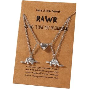Mutual Attraction Love Heart Necklace Friendship Dinosaur Mushroom Pendant Matching Necklace for Couples Best Friends Friendship Pinky Promise Long Distance Jewelry