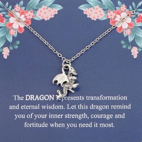 ENSIANTH Dragon Necklace Dragon Lover Gift Animal Lover Gift Inspirational Dragon Jewelry for Friend