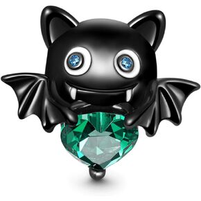 GNOCE Evil Bat Embraces Heart Gem Charm 925 Sterling Silver Bead Charms Fit Bracelets/Necklace Gift For Women Girls Wife Daughter