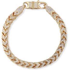Gemsme 6mm Cuban Bracelet, Hip Hop Heavy 18k Gold d Plated Full Iced Out Miami Cuban Link Chain Bracelet 6MM