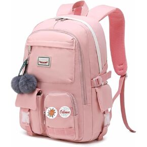 حقيبة ظهر Oslimea للمدرسة للفتيات وحقائب الظهر للمراهقين وحقيبة كتب لطيفة للمدرسة المتوسطة والثانوية المقاومة للماء للكمبيوتر المحمول للسفر، باللون الوردي in Kuwait