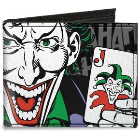 Buckle-Down Canvas Bi-fold Wallet-The Joker Hahahaha Close-up Pose Bla