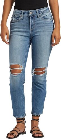 Silver Jeans Co. Women's Suki Mid Rise Curvy Fit Straight Crop Jeans in Saudi Arabia