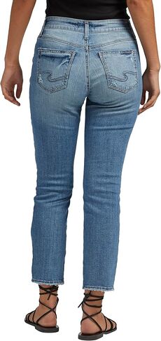 Silver Jeans Co. Women's Suki Mid Rise Curvy Fit Straight Crop Jeans in Saudi Arabia