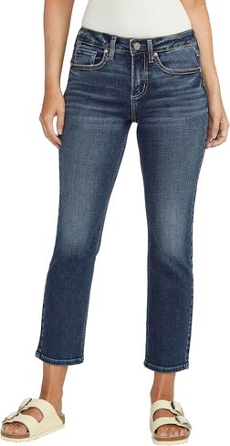 Silver Jeans Co. Women's Suki Mid Rise Curvy Fit Straight Crop Jeans in Saudi Arabia