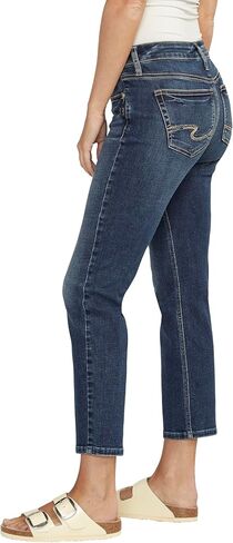 Silver Jeans Co. Women's Suki Mid Rise Curvy Fit Straight Crop Jeans in Saudi Arabia