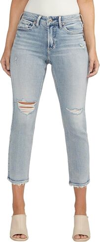 Silver Jeans Co. Women's Suki Mid Rise Curvy Fit Straight Crop Jeans in Saudi Arabia