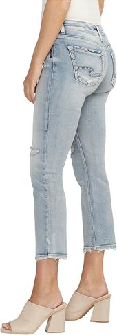 Silver Jeans Co. Women's Suki Mid Rise Curvy Fit Straight Crop Jeans in Saudi Arabia
