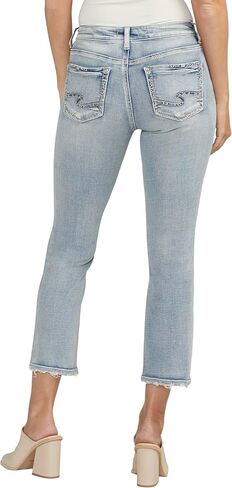 Silver Jeans Co. Women's Suki Mid Rise Curvy Fit Straight Crop Jeans in Saudi Arabia