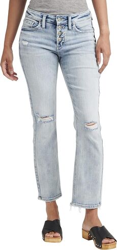 Silver Jeans Co. Women's Suki Mid Rise Curvy Fit Straight Crop Jeans in Saudi Arabia
