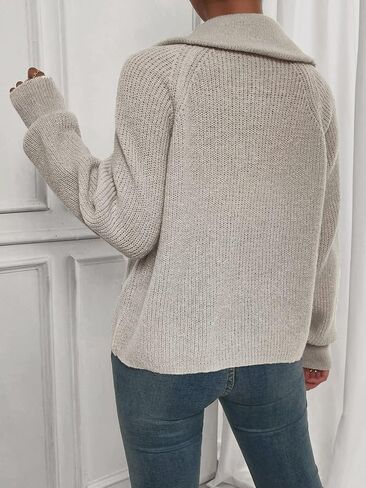 SHENHE Women's Zip Up Collared Sweater Long Raglan Sleeve Casual Cardigan Outerwear in Saudi Arabia