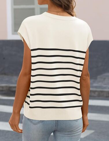 MIROL Women's Cap Sleeve Striped Tops 2024 Batwing Short Sleeve Summer Crewneck Tee Knit Casual Loose Shirts in Saudi Arabia
