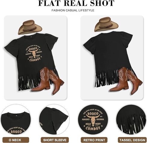 تي شيرتات نسائية برسومات جرافيك قمصان غربية كلاسيكية راعية البقر ذات هامش قميص ريفي للحفلات الموسيقية بأكمام قصيرة in Kuwait