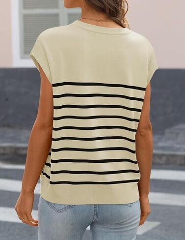 MIROL Women's Cap Sleeve Striped Tops 2024 Batwing Short Sleeve Summer Crewneck Tee Knit Casual Loose Shirts in Saudi Arabia