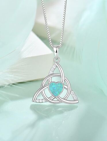 Celtic Knot Set for Women 925 Sterling Silver Endless Love Celtic Green Opal Dangle Earrings and Pendant Necklace Jewelry in Kuwait
