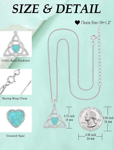 Celtic Knot Set for Women 925 Sterling Silver Endless Love Celtic Green Opal Dangle Earrings and Pendant Necklace Jewelry in Kuwait