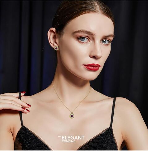 Vetieeimo مربع زركون وصيفة الشرف قلادة أقراط مجموعة مجوهرات للنساء الزفاف هدية عيد ميلاد اليومية in Kuwait