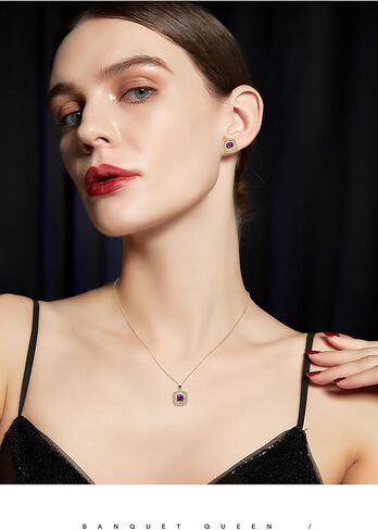 Vetieeimo مربع زركون وصيفة الشرف قلادة أقراط مجموعة مجوهرات للنساء الزفاف هدية عيد ميلاد اليومية in Kuwait