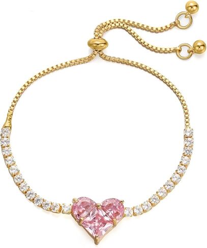 مجموعة مجوهرات على شكل قلب وردي، مجموعة أقراط على شكل قلب من الزركونيا المتلألئة، مجموعة أساور على شكل قلب جرلي، أقراط متدلية على شكل حب جرلي للنساء والفتيات في سن المراهقة in Kuwait