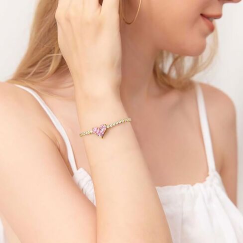 مجموعة مجوهرات على شكل قلب وردي، مجموعة أقراط على شكل قلب من الزركونيا المتلألئة، مجموعة أساور على شكل قلب جرلي، أقراط متدلية على شكل حب جرلي للنساء والفتيات في سن المراهقة in Kuwait