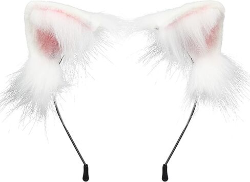 Cat Wolf Ears Headband Long Fur Handmade Cute Headwear Animal Furry Hair Hoop Fancy Cosplay Costume Accessories in Saudi Arabia