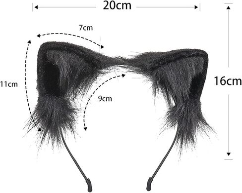 Cat Wolf Ears Headband Long Fur Handmade Cute Headwear Animal Furry Hair Hoop Fancy Cosplay Costume Accessories in Saudi Arabia