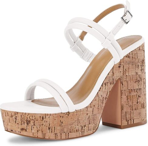 Coutgo Womens Cork Wedge Sandals Heels Open Toe High Heel Platform Slingback Ankle Strap Buckle Summer Dressy Shoes in Saudi Arabia
