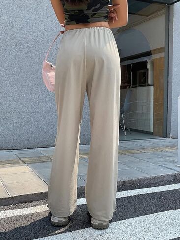 OYOANGLE Women's Drawstring Waist Loose Baggy Cargo Pants Streetwear Y2K Parachute Trousers in Saudi Arabia