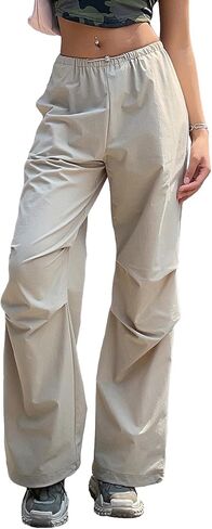 OYOANGLE Women's Drawstring Waist Loose Baggy Cargo Pants Streetwear Y2K Parachute Trousers in Saudi Arabia